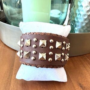 Artisan Brown and Silver Studded Bracelet